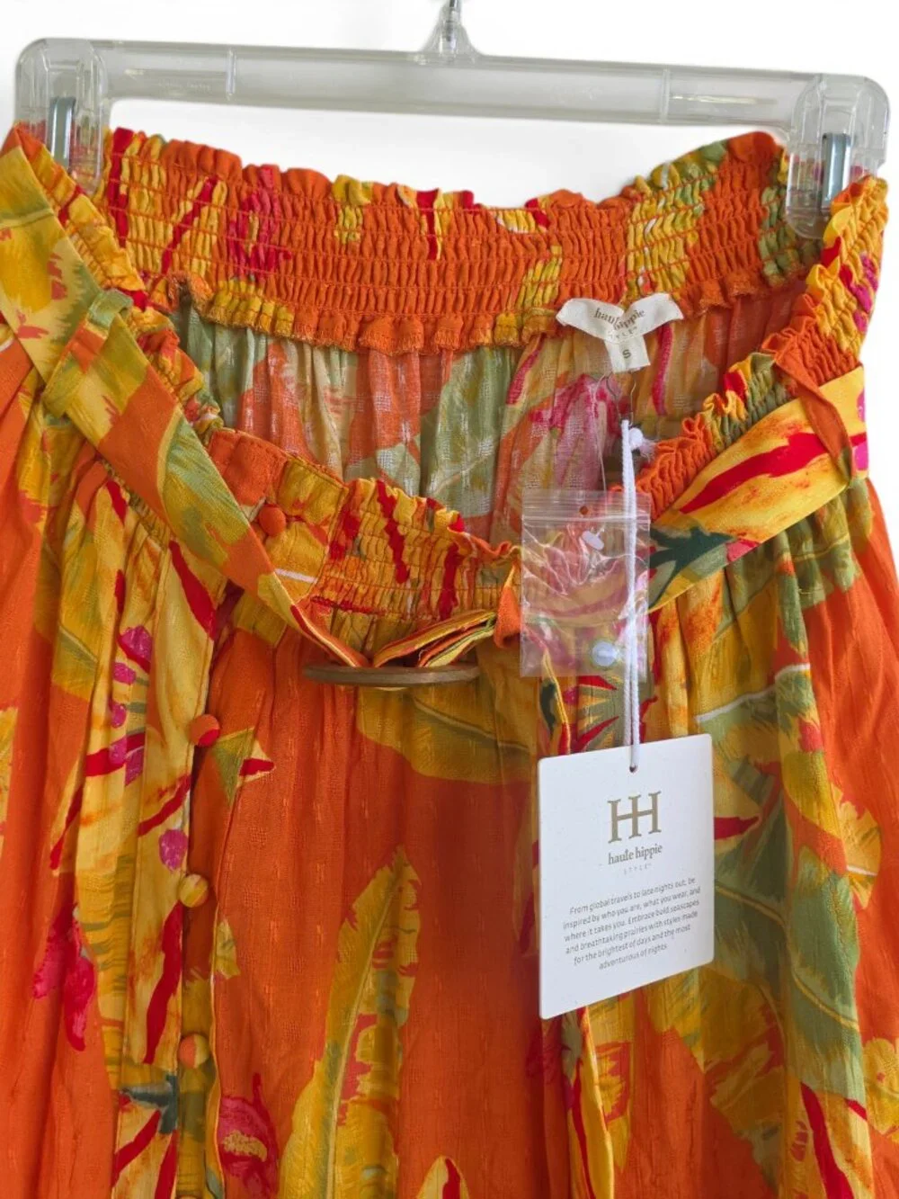 NWT Haute Hippie orange linen tropical print skirt